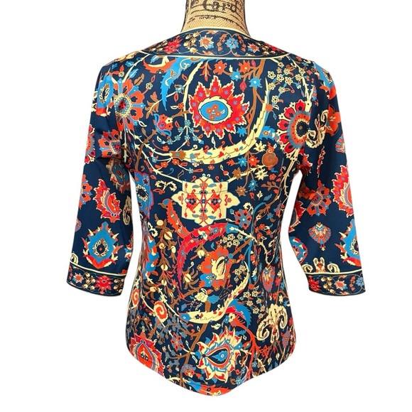 Gretchen Scott Split Neck Tunic Top Magic Carpet Floral Jersey Size Medium - Picture 2 of 7